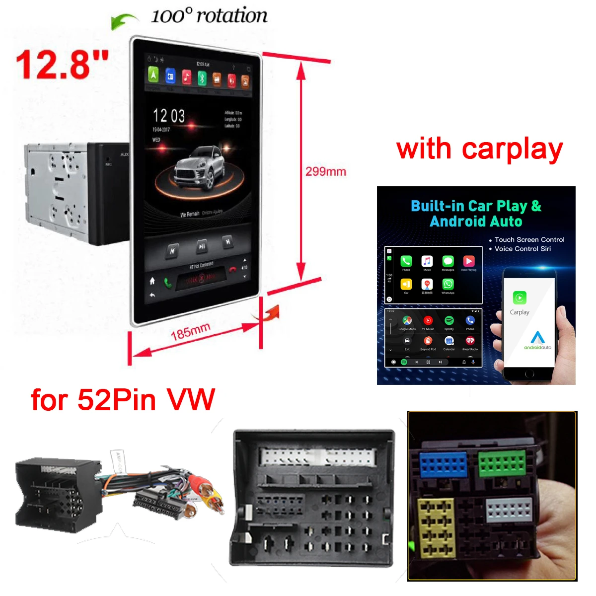 Для VW/Volkswagen/Golf/Polo/Tiguan/Passat/b7/b6/SEAT/leon/Skoda/Octavia Tesla Style 12 8 &quotPX6 вращающийся на 100 ° 2 Din Android