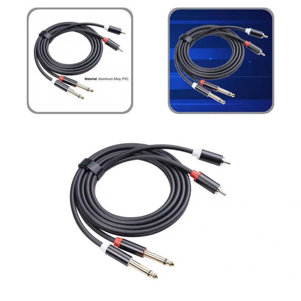 

Stable Signal Copper Conductor 2 RCA Male to 2 x 6.35mm Male AUX Adapter Cable for Amplifier