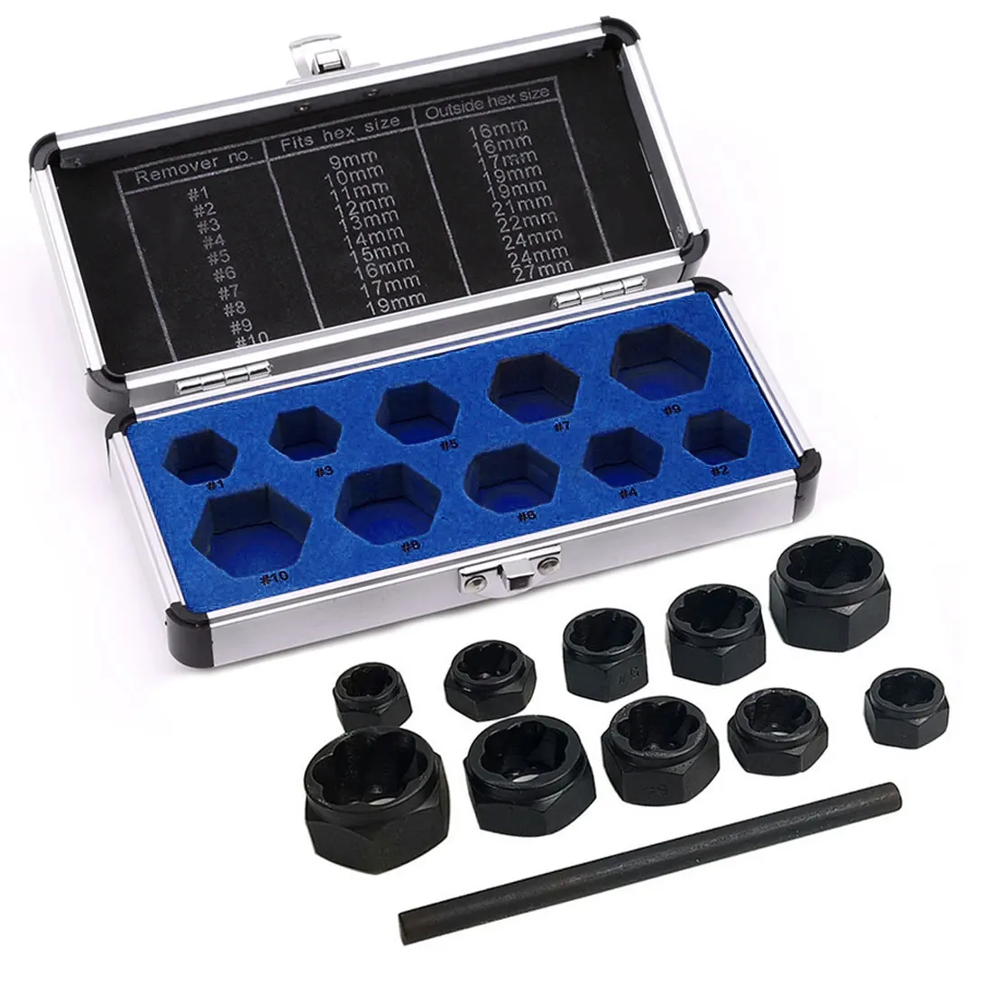 

New 11Pcs 9-19Mm Damaged Nut Bolt Remover Car Garage Mechanics Equipment Tool Extractor Threading Hand Tools Kit For Home