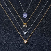 fashion women stainless steel necklace zircon star necklace heart pendant necklace jewellery gifts chain necklace