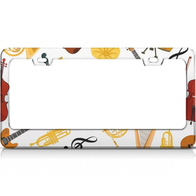 

Peceeta Musical Instruments License Plate Frame 2 Holes 1 Frame Matte Aluminum Unisex-Adult Cut Inlaid Standard License Plate