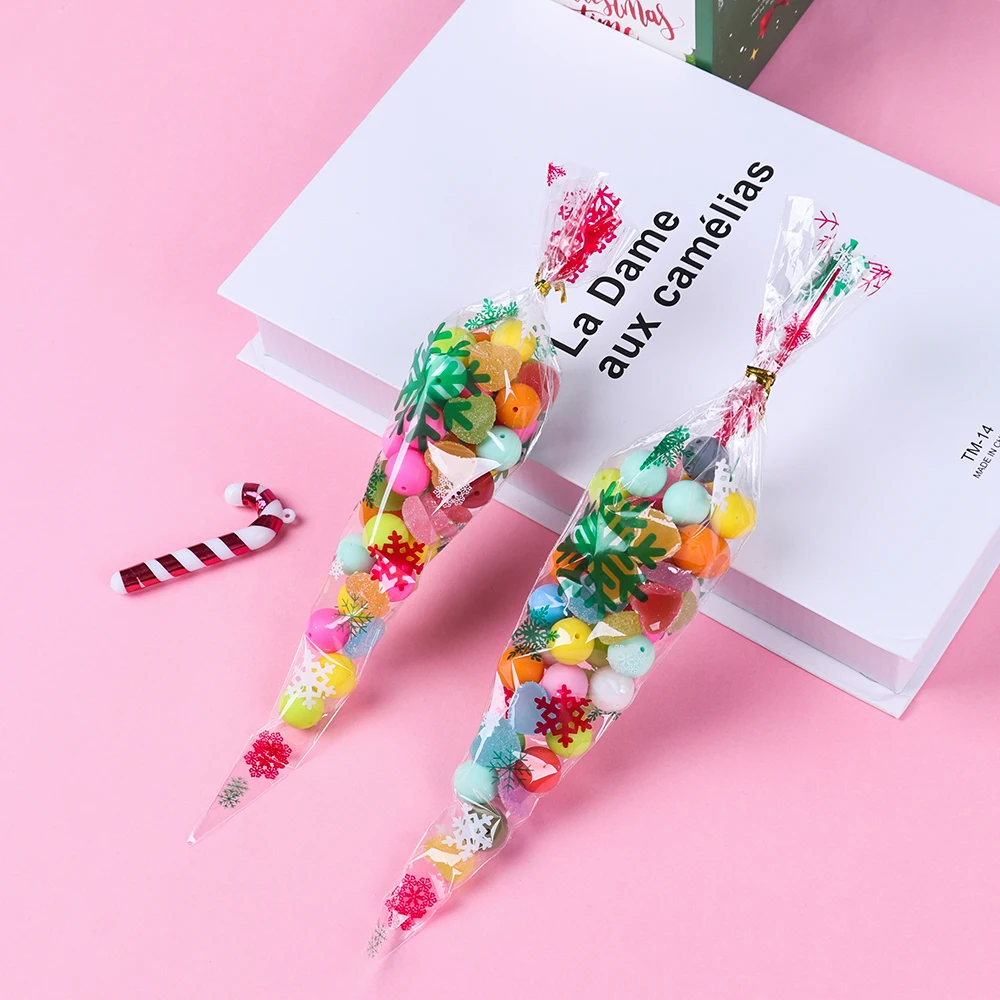 25/50 шт целлофановые пакеты прозрачные конусные мешки для попкорна конфет с