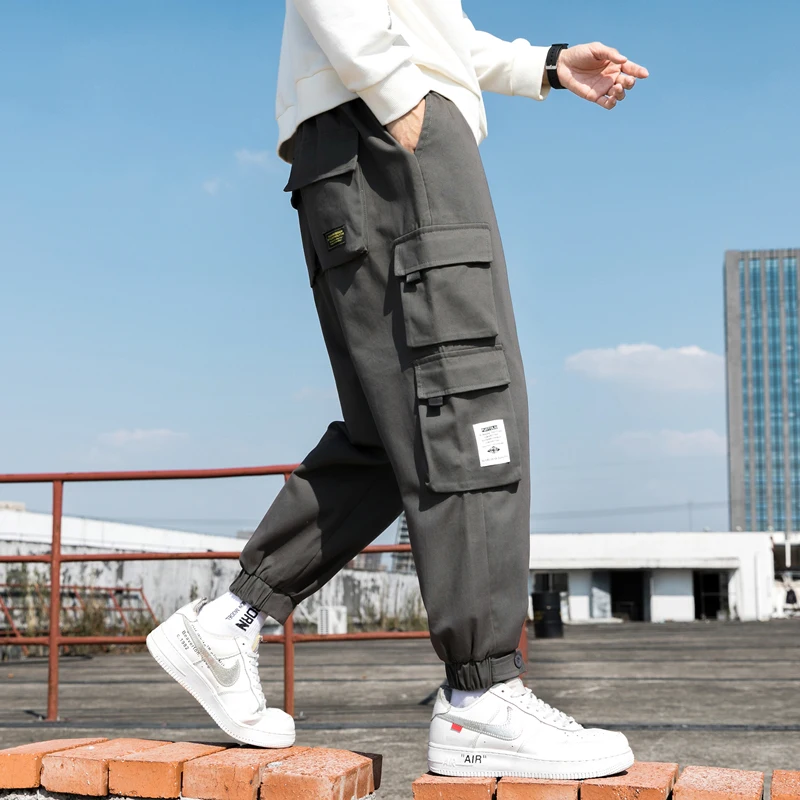 

New Men's Big Pocket Cargo Harem Pants Casual Trousers Male Hip Hop Men Jogger Sweatpants Fashion Streetwear Pants Oversized