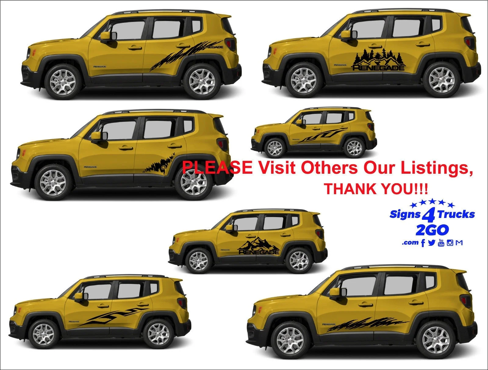 Для 2 шт Виниловые, на дверь наклейка боковая графическая для JEEP RENEGADE набор s3