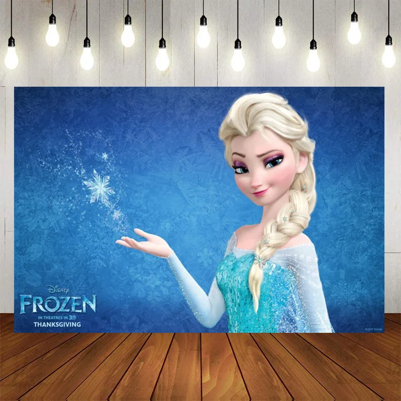 Fondo de princesa de Frozen de Disney, decoraci&oacute;n de zona de fotos de Anna y Elsa para ni&ntilde;os, fiesta de cumplea&ntilde;os, celebraci&oacute;n, evento-1