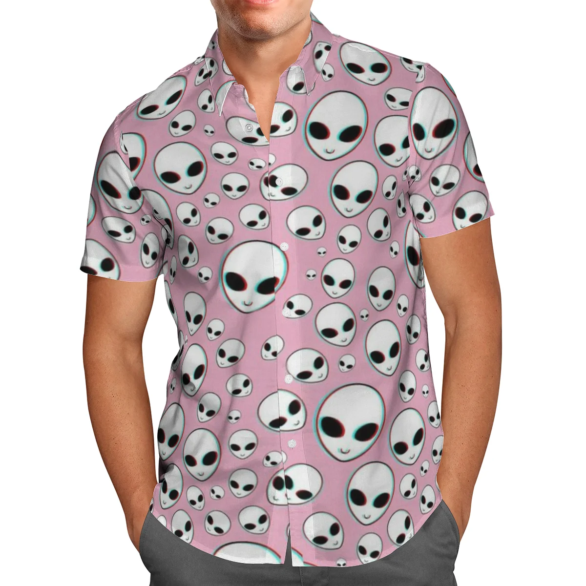 

Alien 3D Print Beach Hawaiian 2021 Summer Men's Shirt Short Sleeve Shirt Streetwear Oversized 5XL Camisa Social Chemise Homme-92
