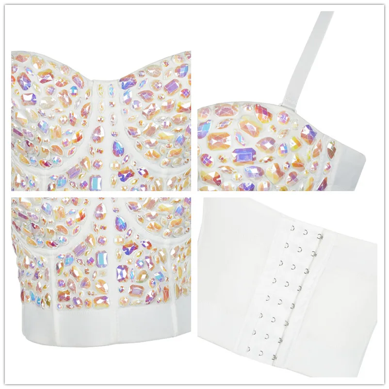 Party Cropped Top Vest Fashion Push Up Bralet Women's Corset Bustier Bra Camis Night Club 2020 New Beading Crop Tops
