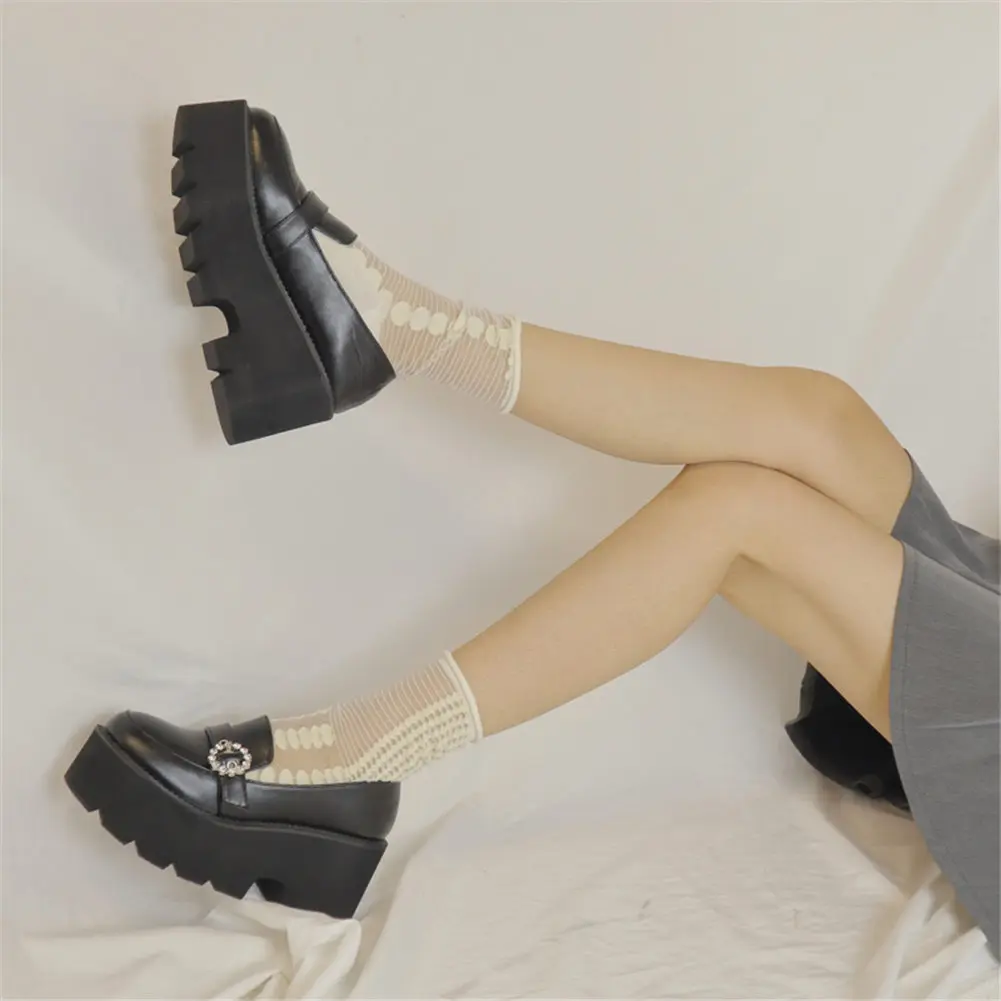 

SaraIris new Fashionable Crystals Slip On Sweet Chunky Heels Cosy Comfortable Women Shoes Pumps Female