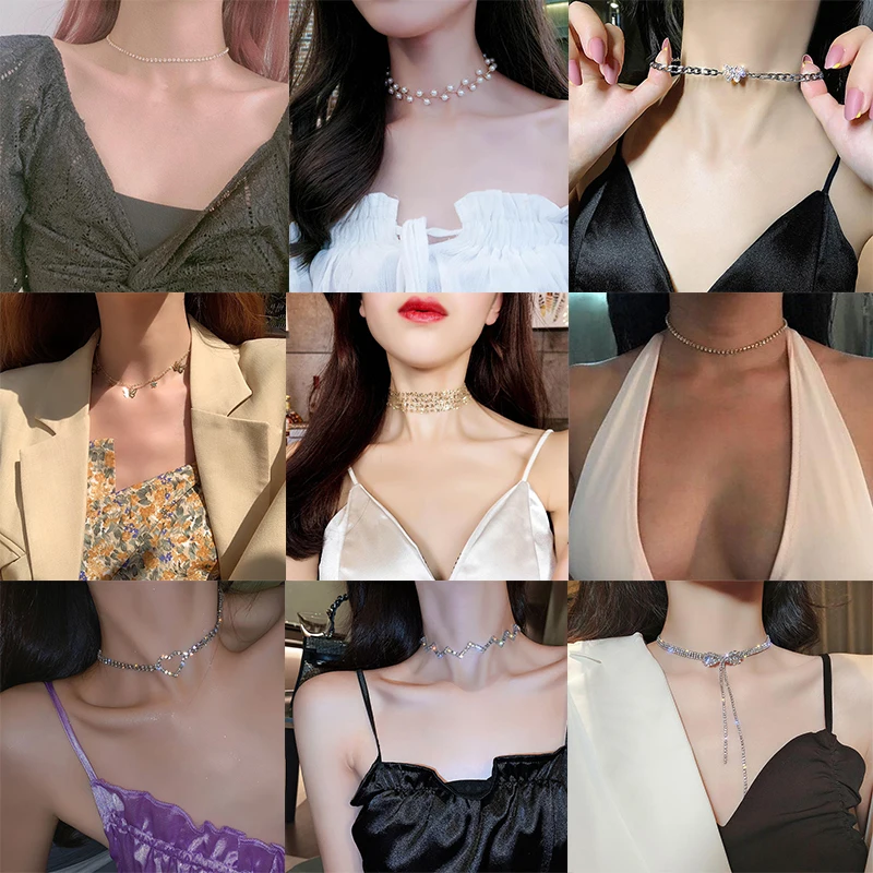 

CALESU Cute Pendant Fashion Colorful Butterfly Necklace Korean Style Sweet Acrylic Clavicle Chain For Women FCB766 PR90