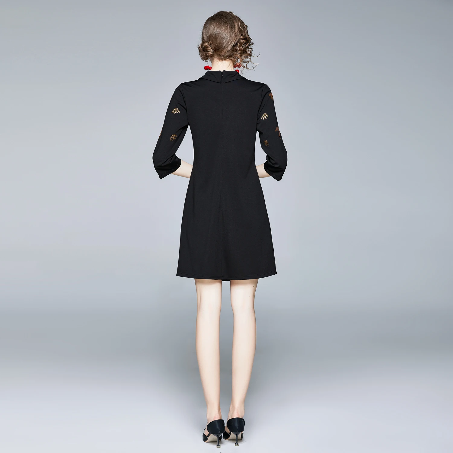 

ZUOMAN Women Autumn Elegant Sequin Dress Festa High Quality Office Cocktail Party Robe Femme Vintage Designer Short Vestidos