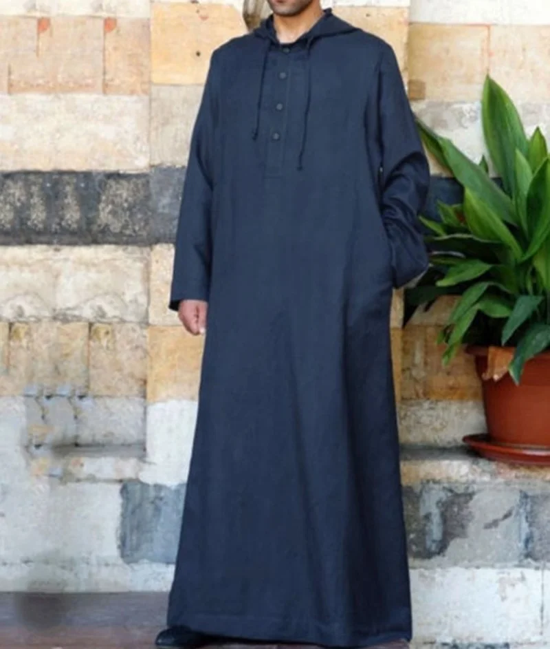 Muslim Fashion Men Hooded Shirt Robe Dubai Kaftan Dress Arabic Kaftan Pakistan Islamic Clothing Abaya Caftan De Moda Musulmana