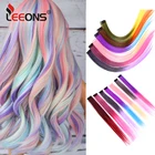 Синтетические 10 шт.компл. прямые удлинители волос с одним зажимом длинные прямые пряди цветные зажимы для волос Leeons Hair