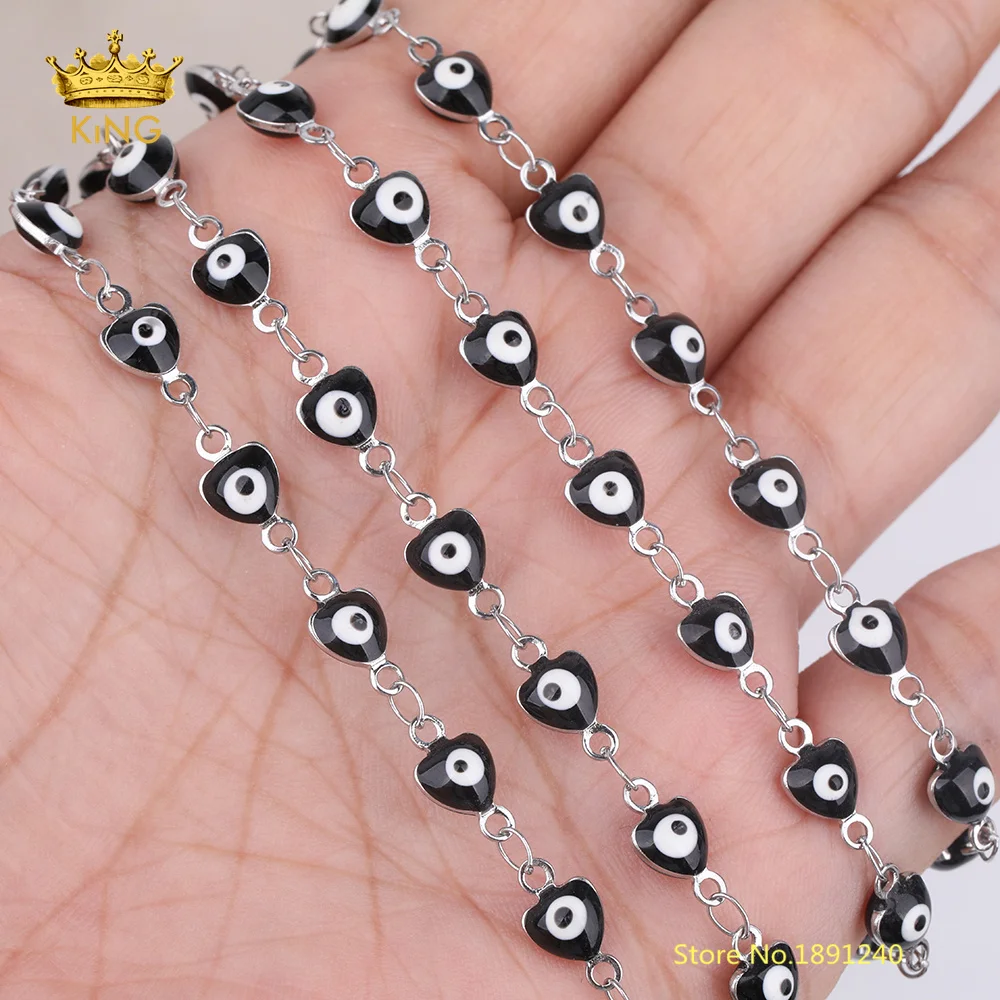 Черная эмалированная бусина 5 метров бусины сглаза фурнитура цепи стеклянная