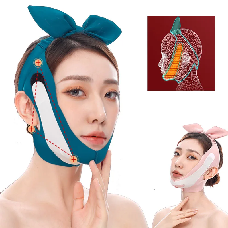 Lovely Bowknot Infrared Elastic Face Slimming Bandage，Women Chin Cheek Lift Up Belt Facial Anti Wrinkle ，Skin Care Beauty Tools