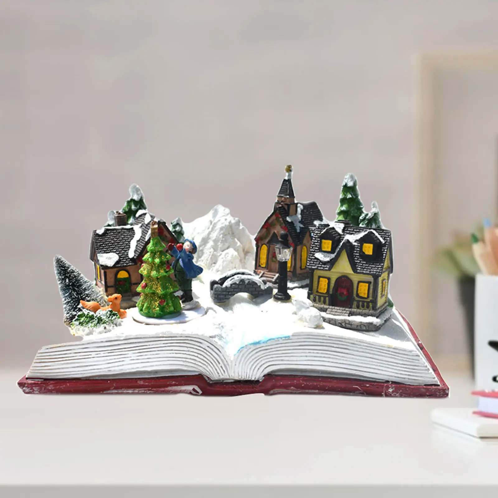 

Mini Christmas House Light And Music Village Farmhouse Xmas Table Decor