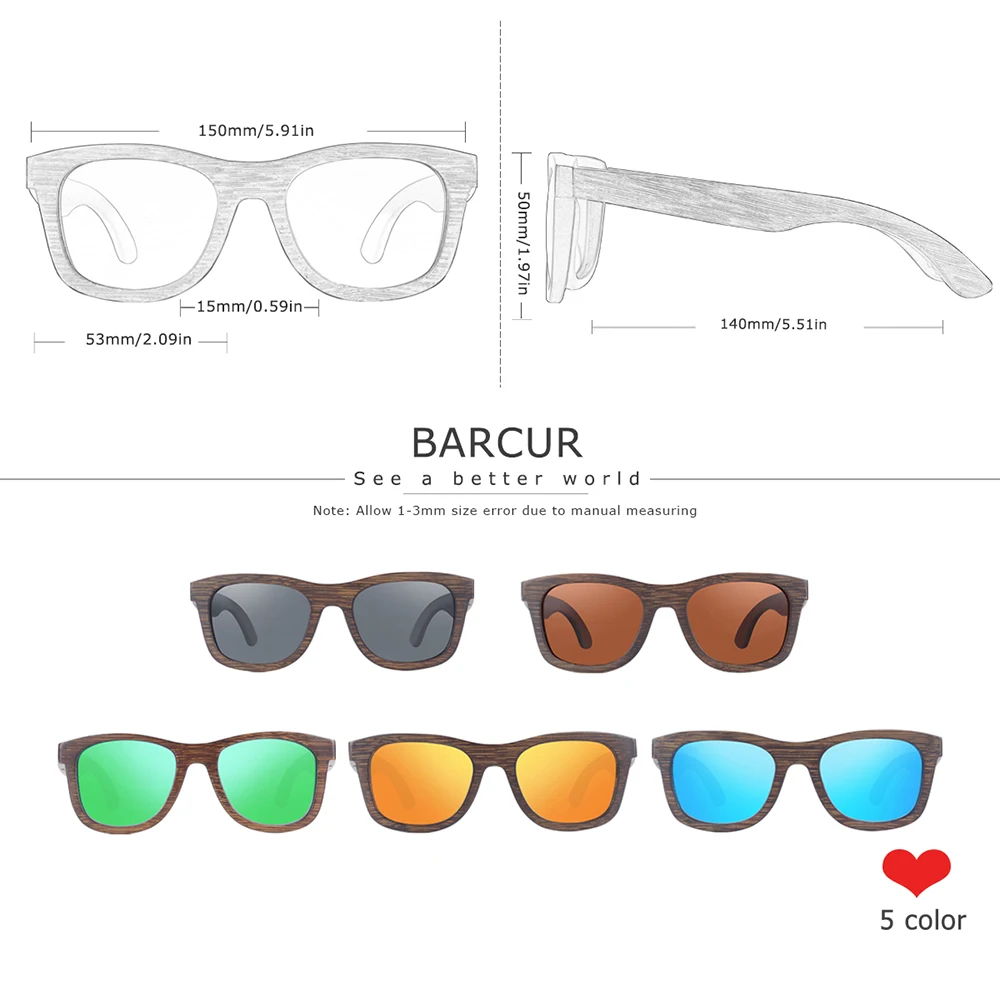 Солнцезащитные очки BARCUR поляризационные для мужчин и женщин винтажные