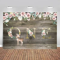happy 1st birthday backdrop sweet flower retro wooden wall photography background girls one birthday party decoration banner