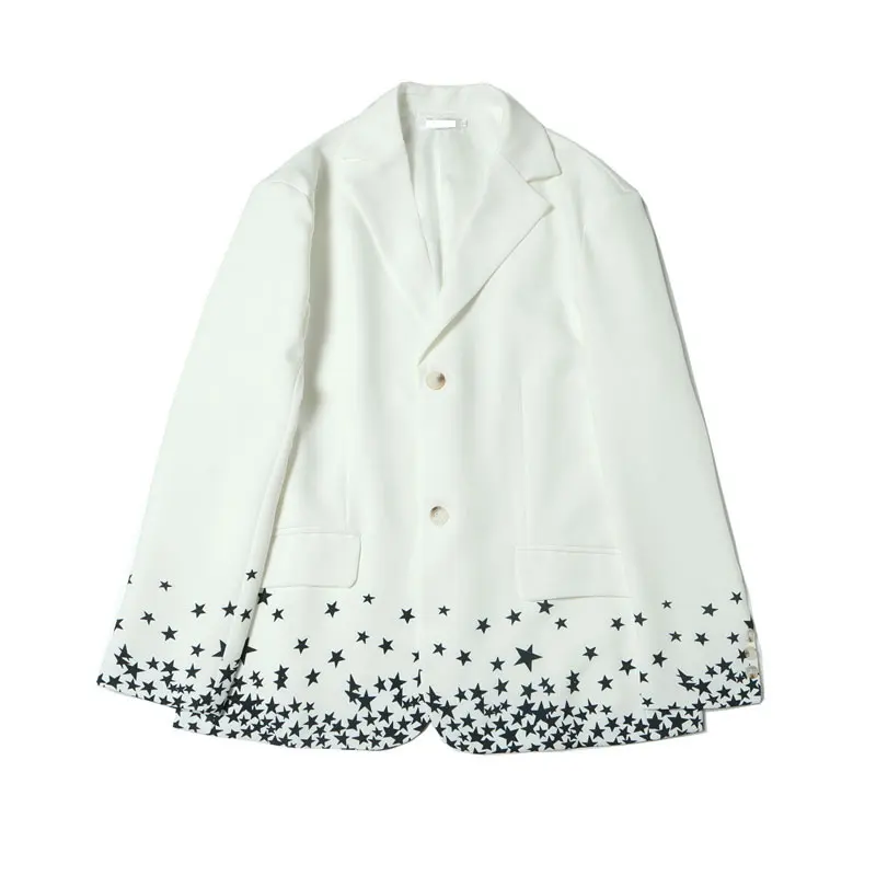 

XITAO Five-pointed Star Print Blazer Fashion New Women Full Sleeve Small Fresh Patchwork Casual Style Loose Blazer Coat ZY4625