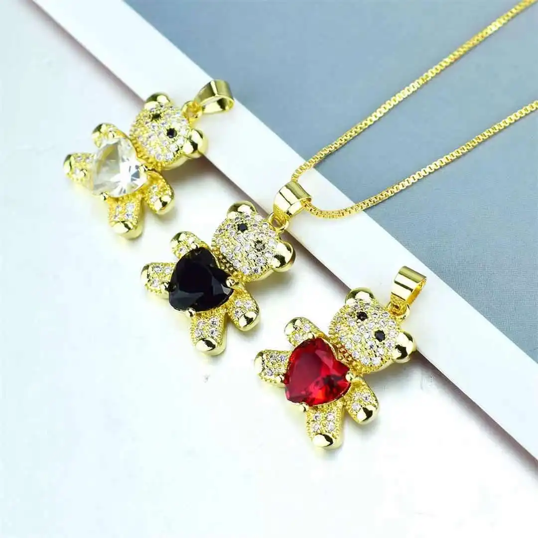 Женский кулон в виде медведя из циркония европейском и американском стиле |