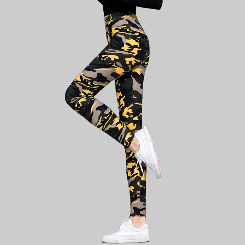 

Women Camouflage High Waist Elastic Slim Pants Yoga Leggings Gym Sports Trousers Leggings Slim Stretch Running Tights