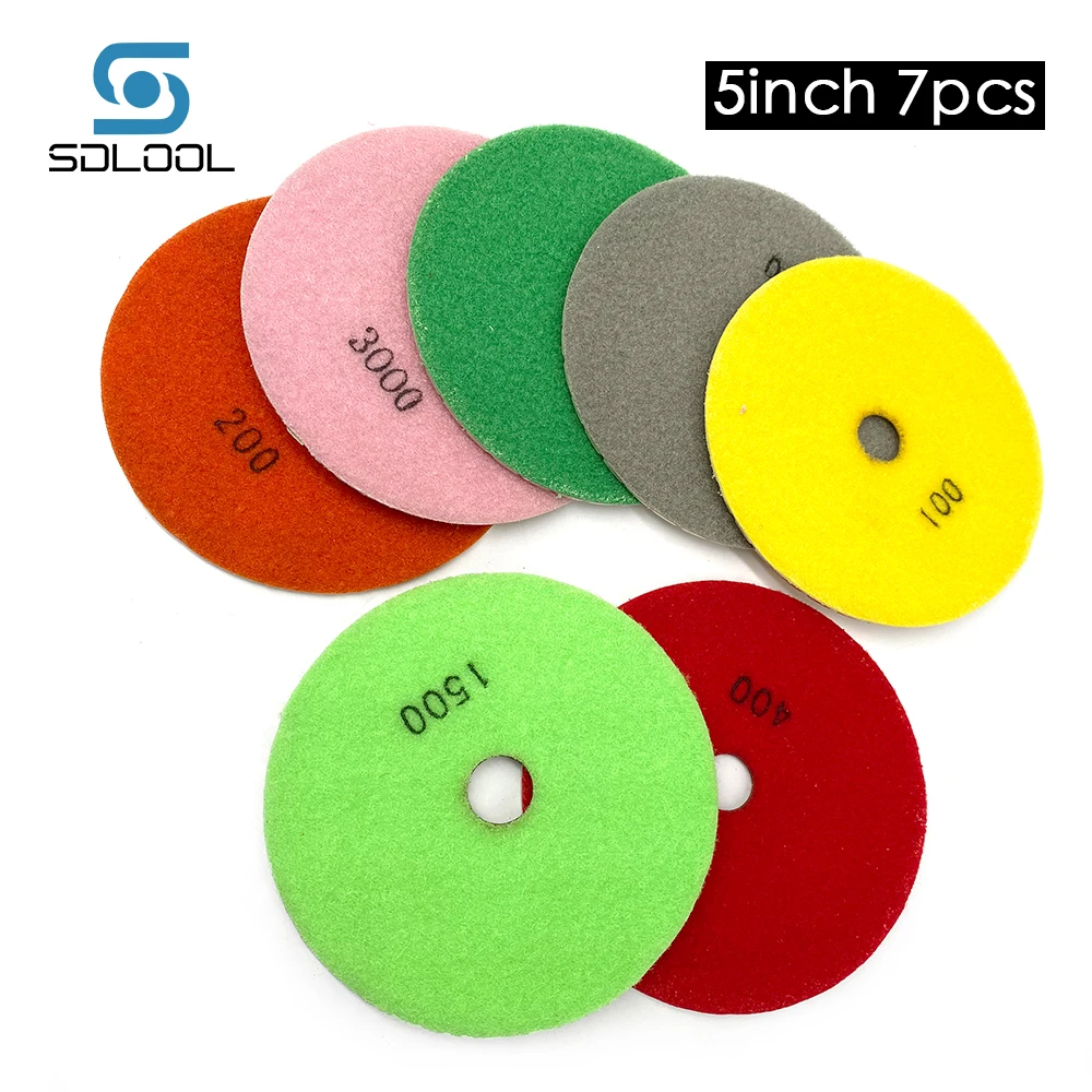

7pcs 5inch 125mm Wet/Dry Diamond Plishing Pad Sanding Disc Marble Granite Polisher Flexible Stone Ceramic Tile Abrasive Tools