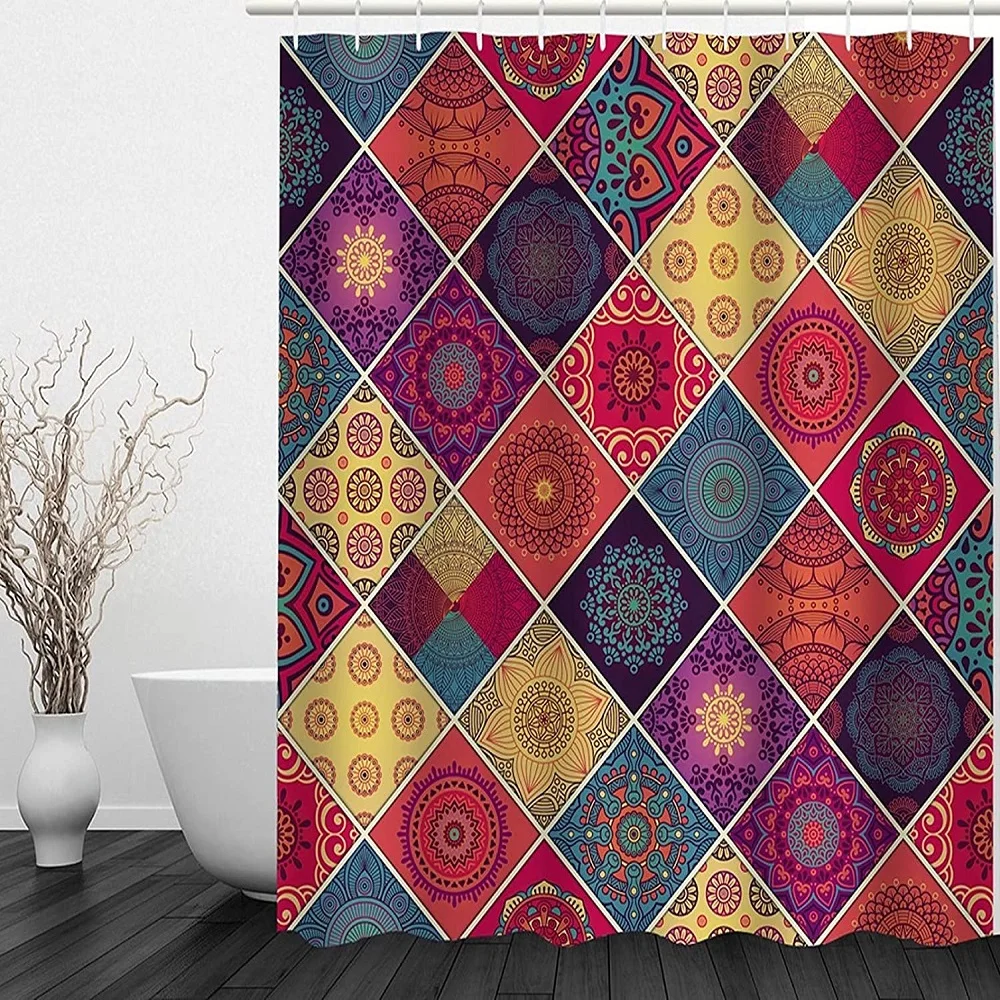 Высококачественная занавеска для душа из цветочной ткани водонепроницаемая с