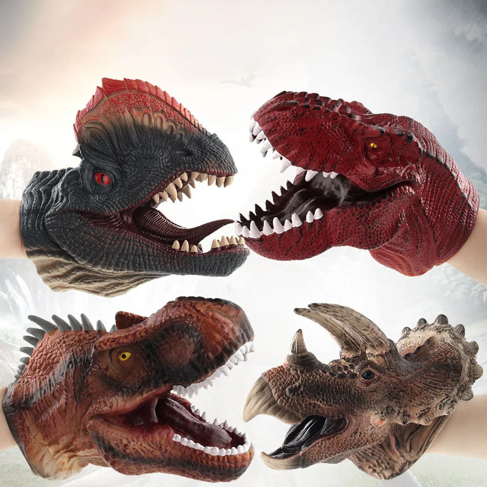 Дикие животные голова ручной кукольный крокодил Юрского Периода Динозавры T-Rex мягкие виниловые перчатки из ПВХ фигурка модель игрушки Дети Рождественский подарок
