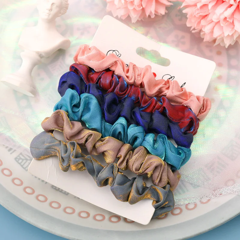 6 шт./компл. милые атласные резинки для волос аксессуары головные уборы базовая