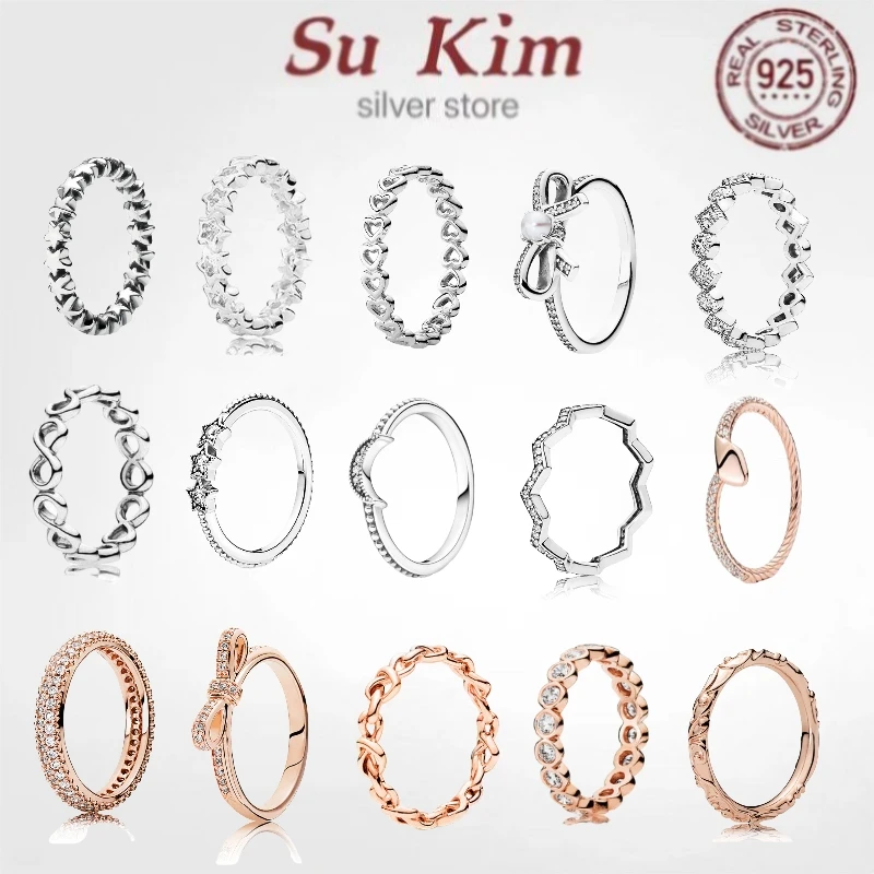 

Женское кольцо из серебра 925 пробы, с сердечками