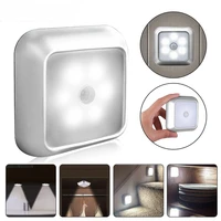 motion sensor night lights battery powered 6 led square pir induction under cabinet light closet lamp stairs kitchen bedroom