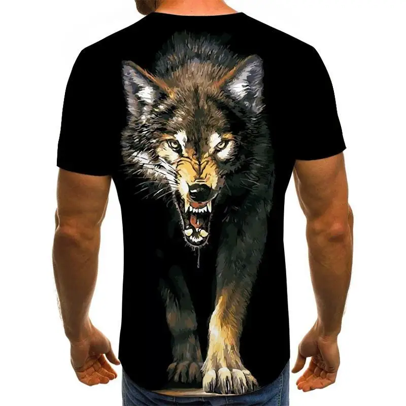 Новинка 2021 крутая забавная футболка с 3D рисунком животных собаки/волка летние