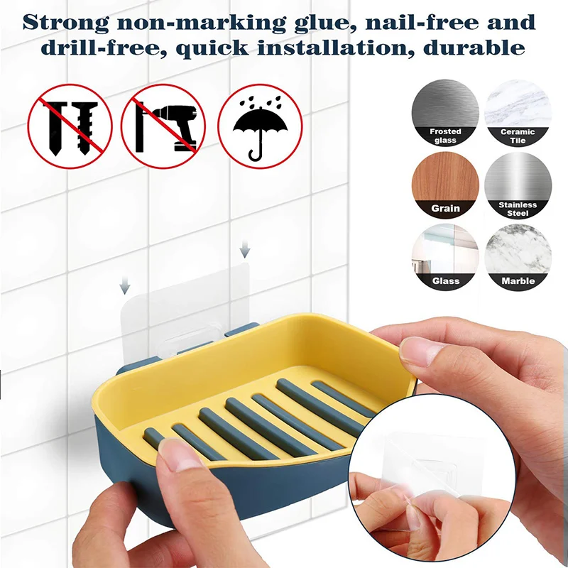 Двухслойный органайзер для мыла настенный держатель самоклеящиеся держатели