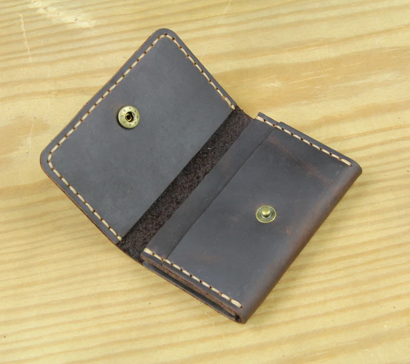 Handmade Genuine Leather Card Wallet Leather Card Holder Men small Purse Credit ID card Holder Women Business Card case MC-412 6