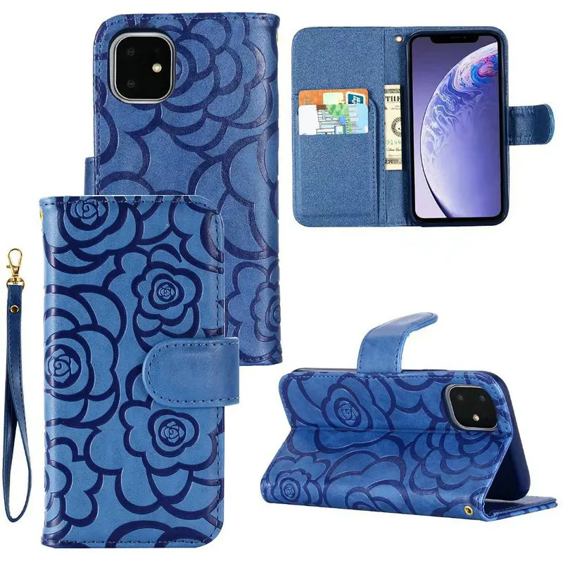 3D роскошный кожаный чехол с цветком для iPhone 11 Pro Max, откидной Магнитный чехол-книжка с подставкой для iPhone X XR XS MAX, сумка