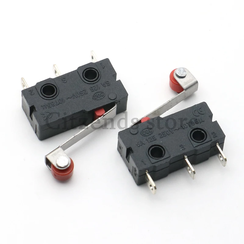

10PCS Mini Micro Switch 3Pin With Roller Limit Switch 5A 125V KW12-N KW11 3 Pins Lever Arm SPDT Snap Action Lot