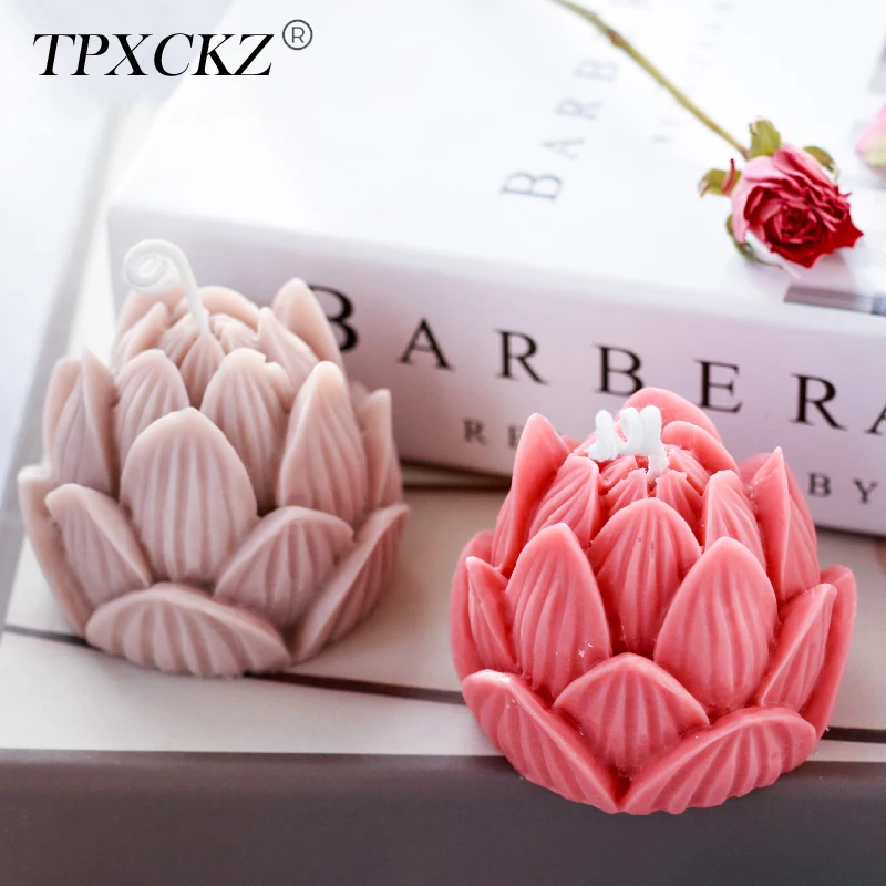 

TPXCKz 3D Lotus Flower Silicone Mold DIY Candle Aromatherapy Handmade Soap Lotion Bar Wax Crayon Bath Bomb Mould Craft Decor
