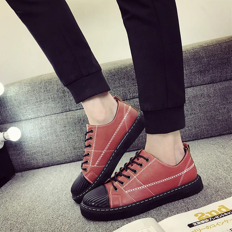 

2021 Spring Autumn New Korean Style Men's Vulcanize Shoes Breathable Low Heel Solid Colors Shallow Shoes Non-slip Anti-Odor