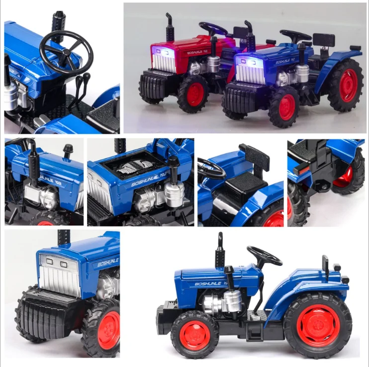 

1: 32 Simulation Farm Special Tractor Sound And Light Open Door Children's Toy Alloy Car Model Boy's Birthday Gift Blue