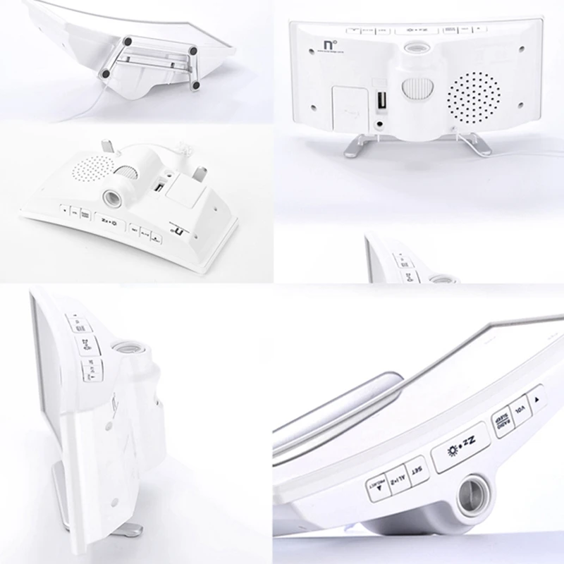 

AAAK -FM Alarm Clock LED Large Digital Electronic Desk Clock Table USB Projector with Snooze Time Projection for Bedroom