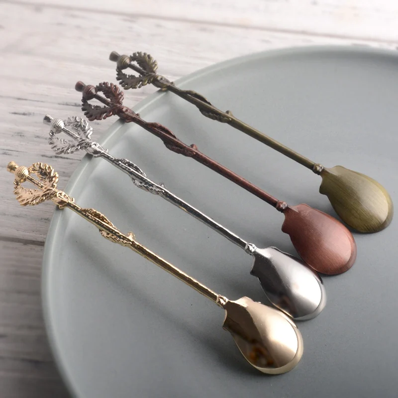 Винтаж Королевский Стиль кокосовой пальмы чайная кофейная ложка мороженого