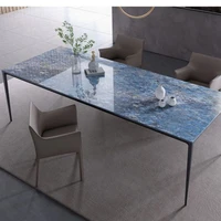 Italian minimalist imported rock plate dining table Simple modern luxury home dining table Blue seven-star stone marble