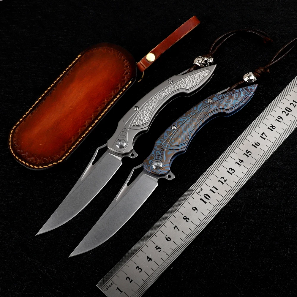 

Nine thorn M390 blade folding titanium alloy handle tactical sharp outdoor jungle adventure self-defense hunting EDC tool knife