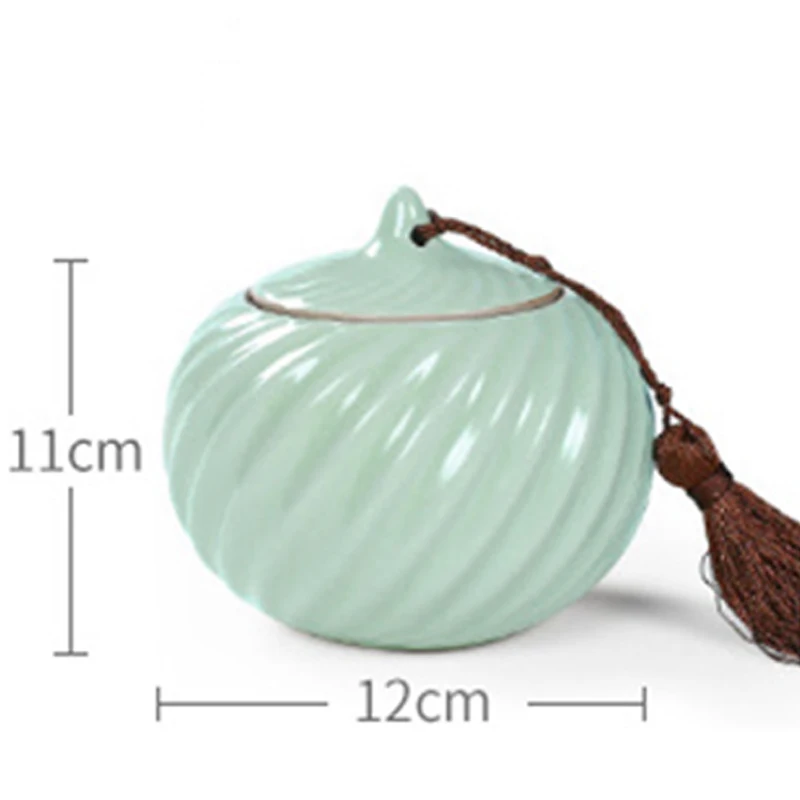 

SENDIAN Ceramic Tea Caddy High Temperature Resistant Ru Kiln Storage Pot Color Glaze Ceramic Box 2021 Office Kitchen Accessories