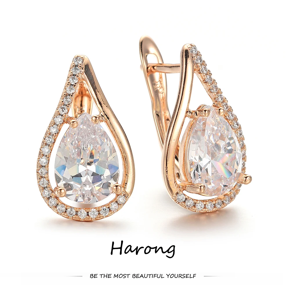 

Trendy Drop-shaped Large Crystal Zircon Stud Earrings Inlaid Rhinestones Luminous Exquisite Female Jewelry Earrings Gift