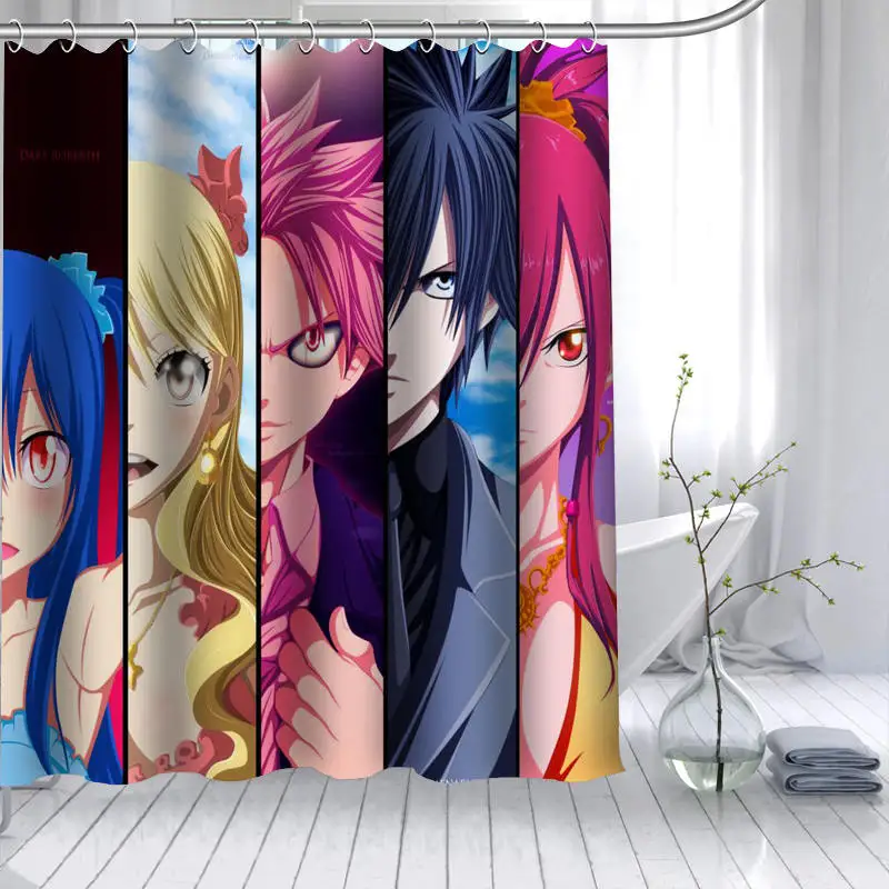 Занавеска для душа с аниме рисунком Фея хвост водонепроницаемая занавеска
