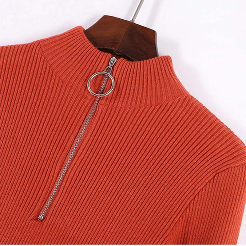 2018 шикарный свитер с высоким воротником на молнии женский осенне-зимний толстый