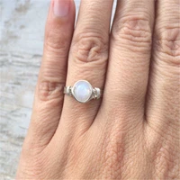 fashion trendy silver color antique women opal wedding engagement party ring jewelry size 6 10