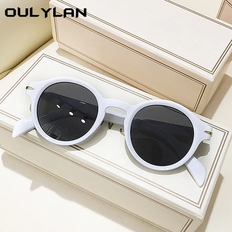 Круглые Солнцезащитные очки Oulylan для мужчин и женщин новинка 2021 винтажные желтые