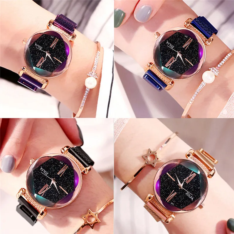 Новые женские изысканные часы с магнитной пряжкой звездное небо Роскошные