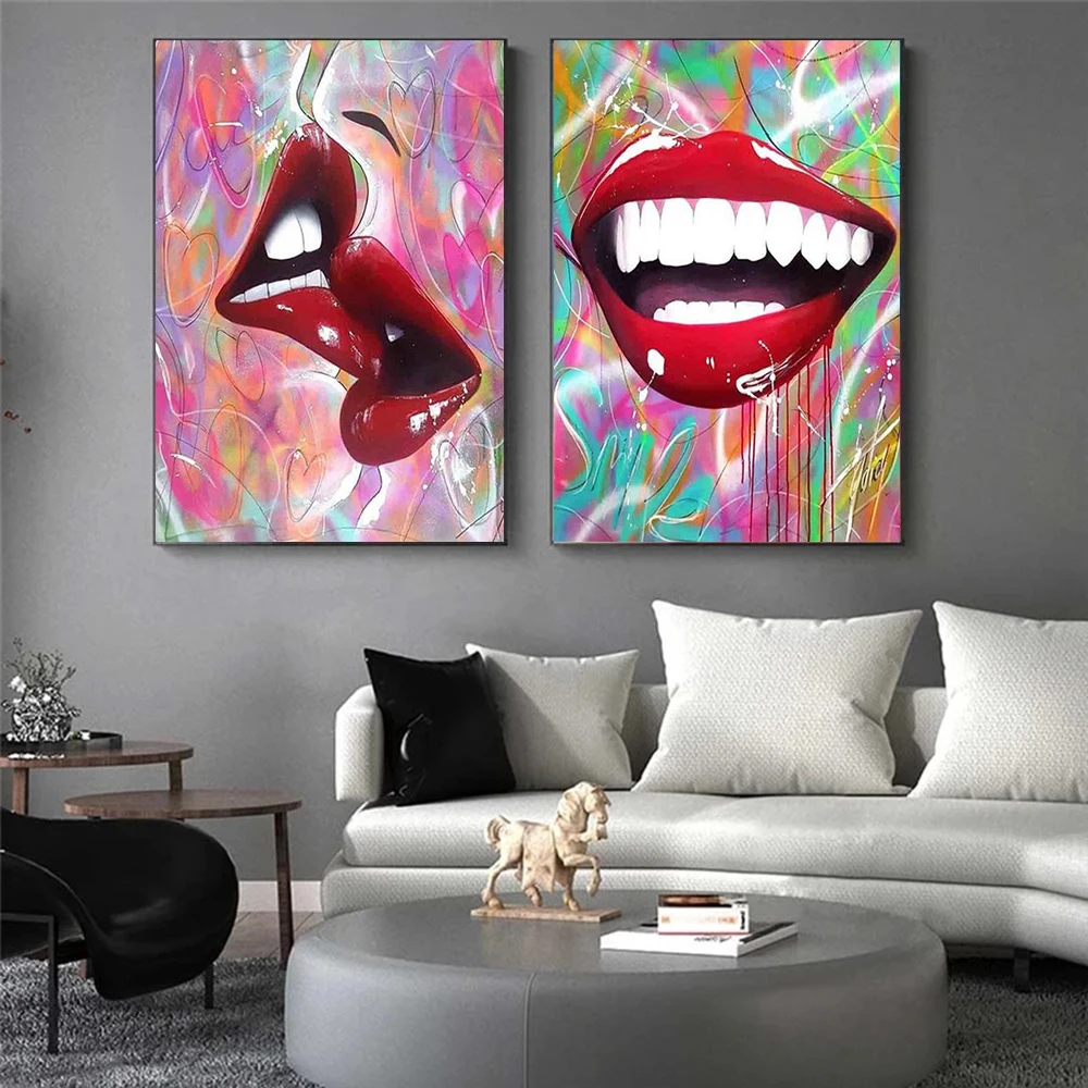 

Fashion Graffiti Art Sexy Lips Canvas Paintings Wall Art Prints and Posters Pictures for Living Room Cuadros Home Decoration